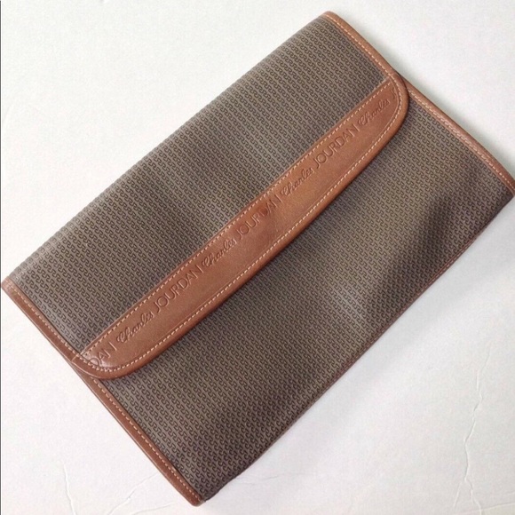 Charles Jourdan Handbags - 80s Vintage Authentic Designer Logo Clutch Purse